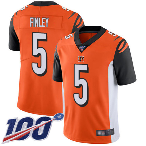 Cincinnati Bengals Limited Orange Men Ryan Finley Alternate Jersey NFL Footballl #5 100th Season Vapor Untouchable